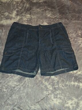 Style & Co. Dark Blue Denim Shorts with Purple Trim